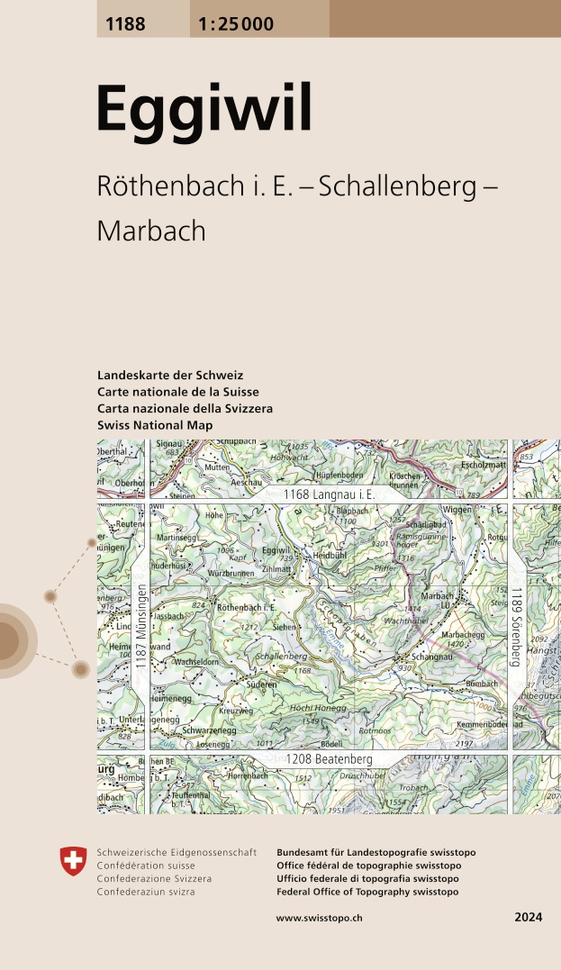 Online bestellen: Wandelkaart - Topografische kaart 1188 Eggiwil | Swisstopo