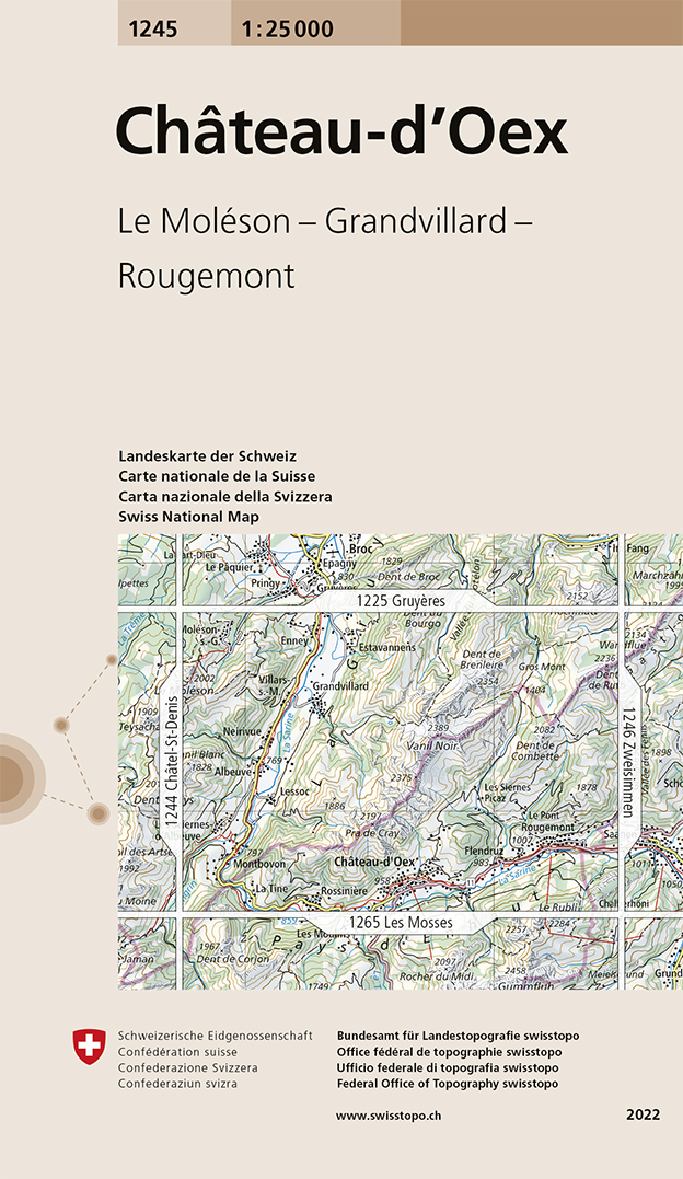 Online bestellen: Wandelkaart - Topografische kaart 1245 Château-d'Oex | Swisstopo