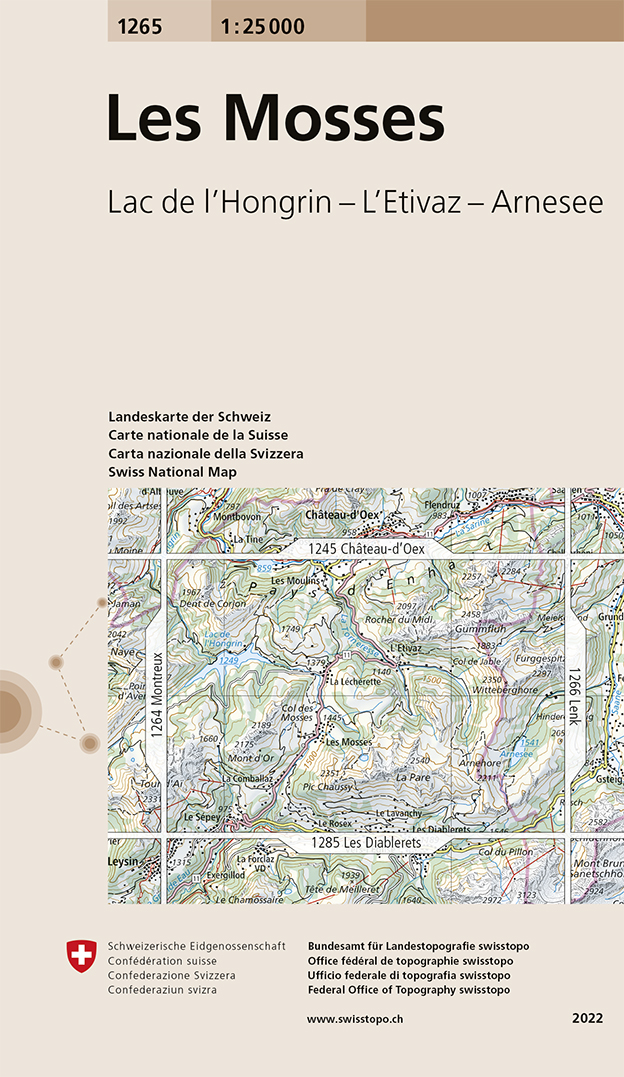 Online bestellen: Wandelkaart - Topografische kaart 1265 Les Mosses | Swisstopo
