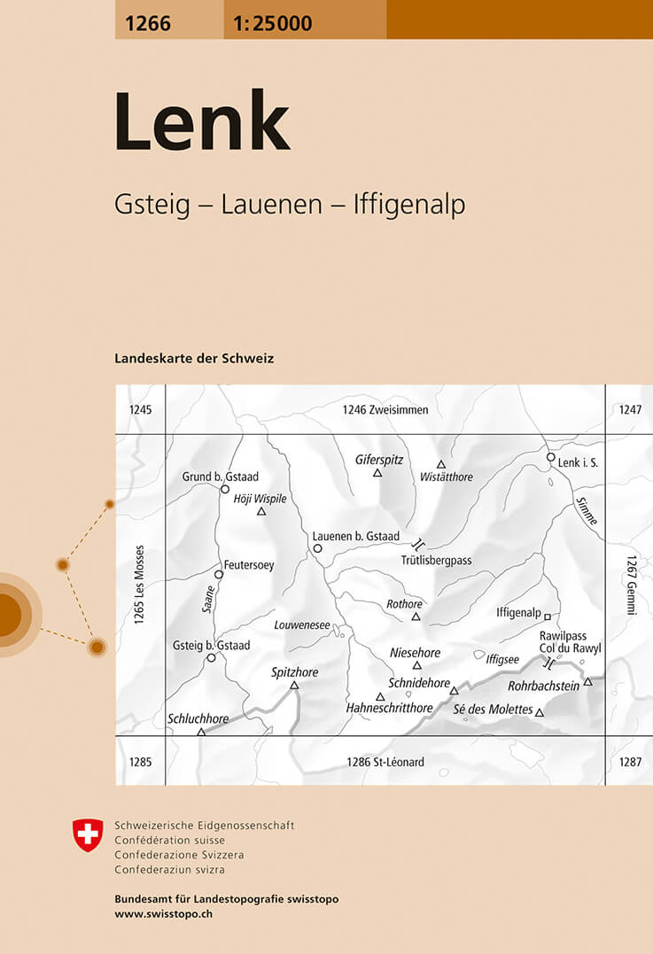 Online bestellen: Wandelkaart - Topografische kaart 1266 Lenk | Swisstopo