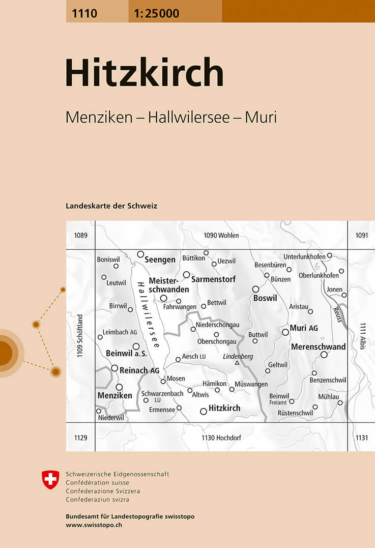 Online bestellen: Wandelkaart - Topografische kaart 1110 Hitzkirch | Swisstopo