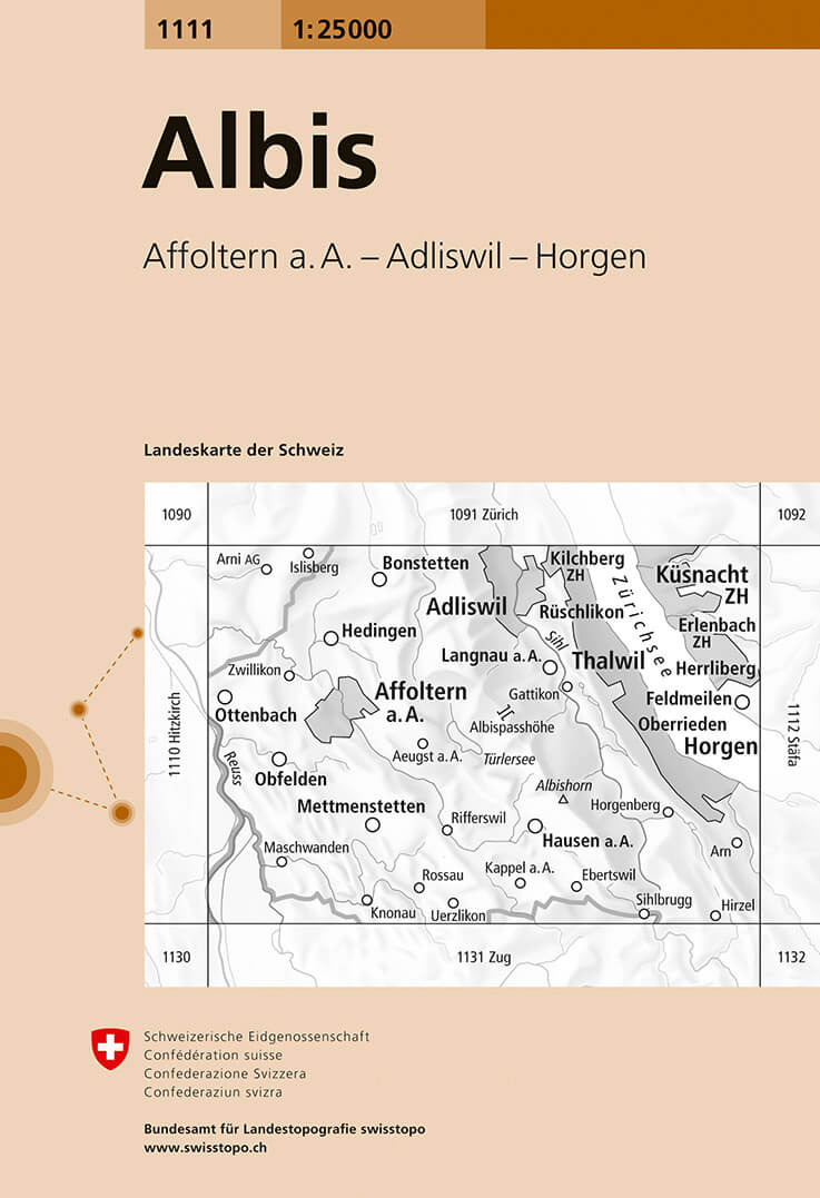 Online bestellen: Wandelkaart - Topografische kaart 1111 Albis | Swisstopo