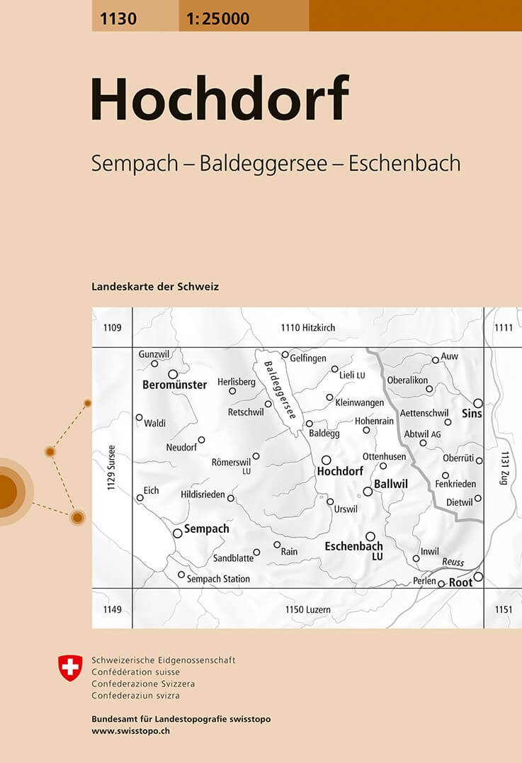 Online bestellen: Wandelkaart - Topografische kaart 1130 Hochdorf | Swisstopo