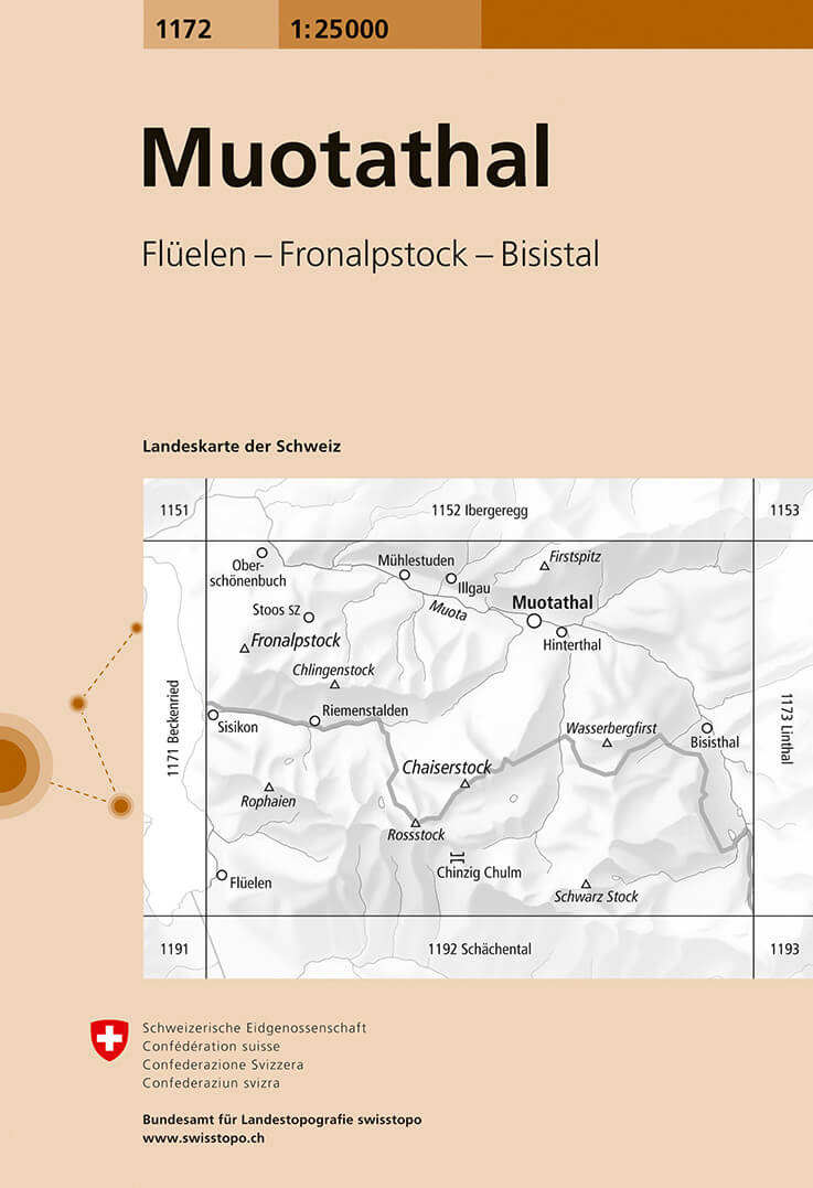 Online bestellen: Wandelkaart - Topografische kaart 1172 Muotathal | Swisstopo