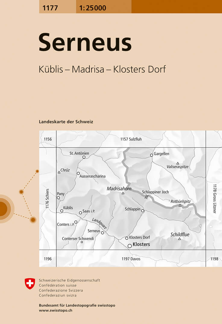 Online bestellen: Wandelkaart - Topografische kaart 1177 Serneus | Swisstopo