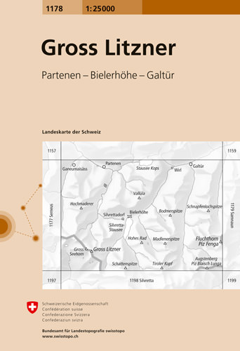 Online bestellen: Wandelkaart - Topografische kaart 1178 Gross Litzner | Swisstopo