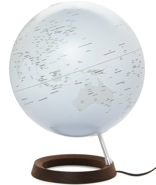Wereldbol - Globe 25 Full Circle Reflection - met internet landcodes | Atmosphere de zwerver
