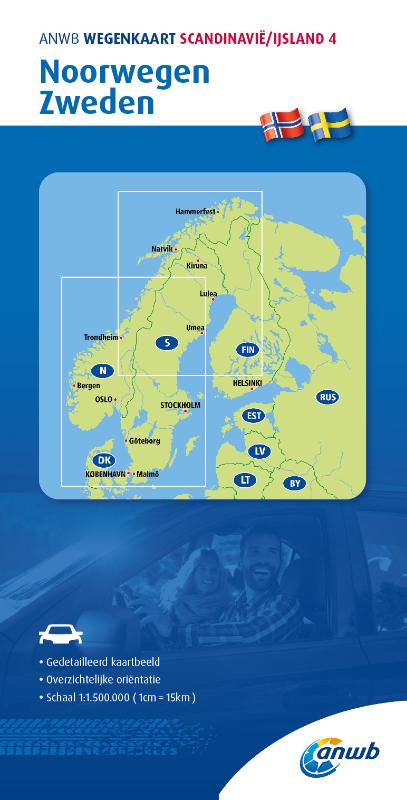 Online bestellen: Wegenkaart - landkaart 4 Zweden - Noorwegen | ANWB Media