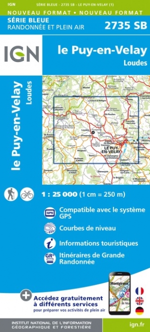 Online bestellen: Wandelkaart - Topografische kaart 2735SB Loudes, Le Puy-en-Velay | IGN - Institut Géographique National