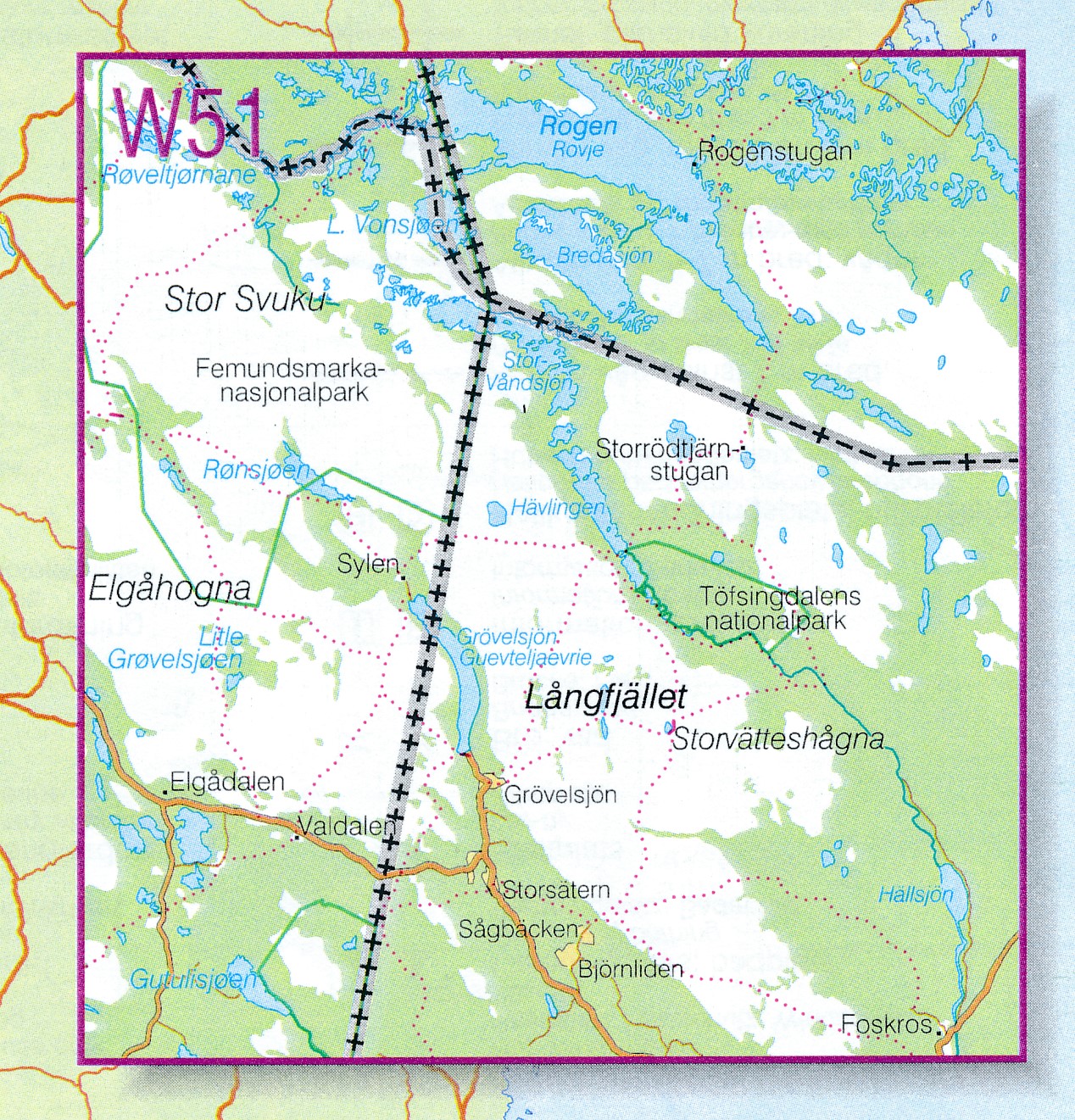 Wandelkaart - Topografische kaart W51 Fjällkartan Grövelsjön - Rogen