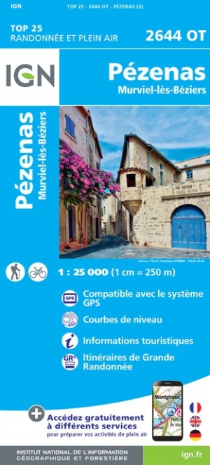 Online bestellen: Wandelkaart - Topografische kaart 2644OT Pézenas - Murviel-lès-Béziers | IGN - Institut Géographique National