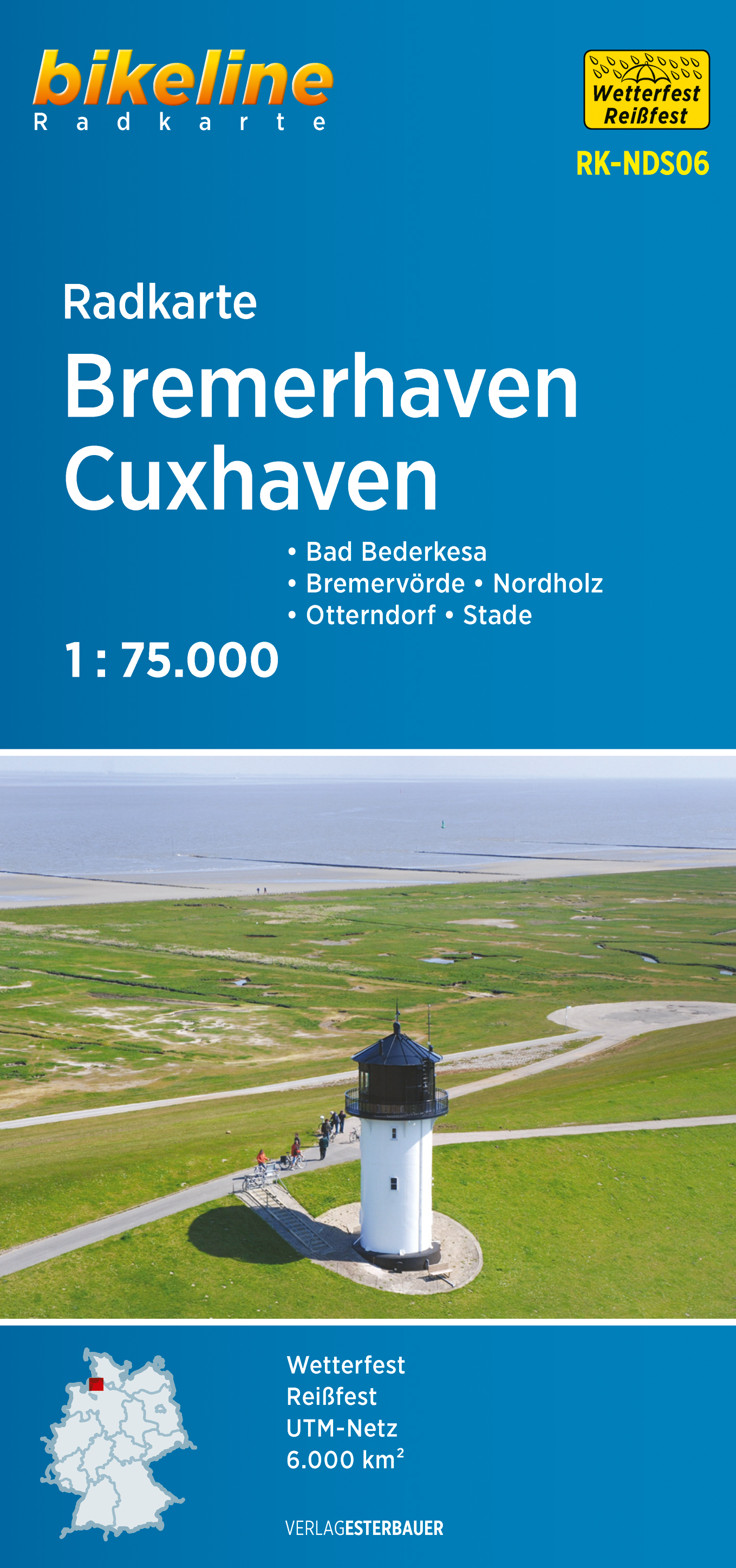 Fietskaart NDS06 Bikeline Radkarte Bremerhaven – Cuxhaven | Esterbauer
