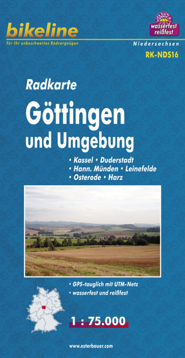 Online bestellen: Fietskaart NDS16 Bikeline Radkarte Göttingen und Umgebung | Esterbauer