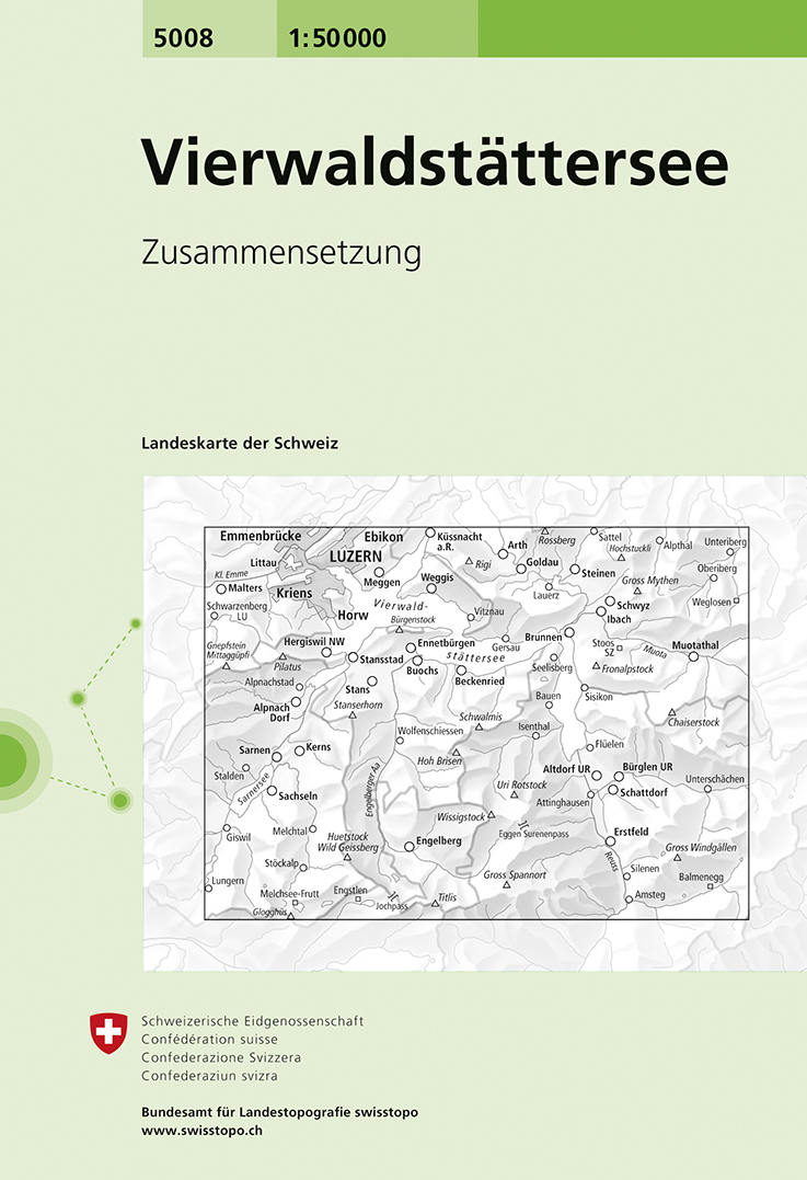 Online bestellen: Wandelkaart - Topografische kaart 5008 Vierwaldstätter See | Swisstopo