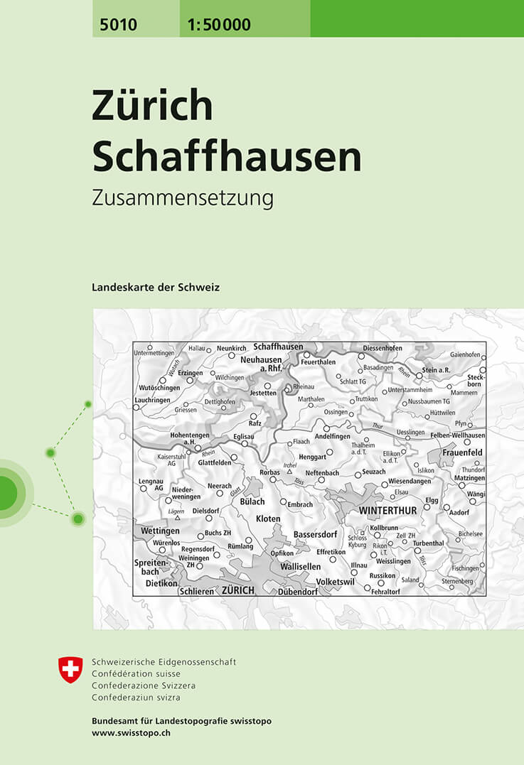 Online bestellen: Wandelkaart - Topografische kaart 5010 Zürich - Schaffhausen | Swisstopo