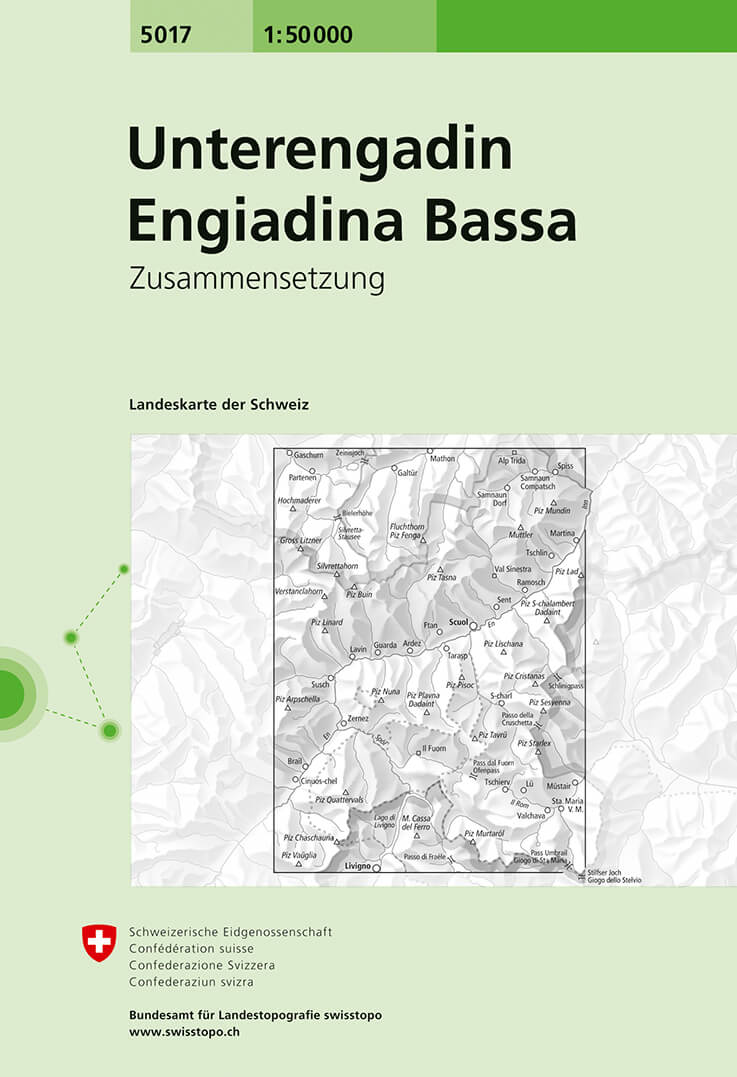 Online bestellen: Wandelkaart - Topografische kaart 5017 Unterengadin - Engiadina Bassa | Swisstopo