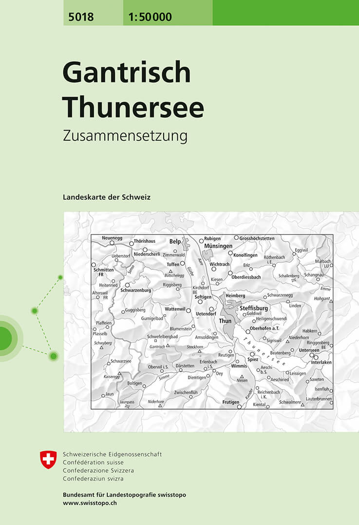 Online bestellen: Wandelkaart - Topografische kaart 5018 Gantrisch - Thuner See | Swisstopo
