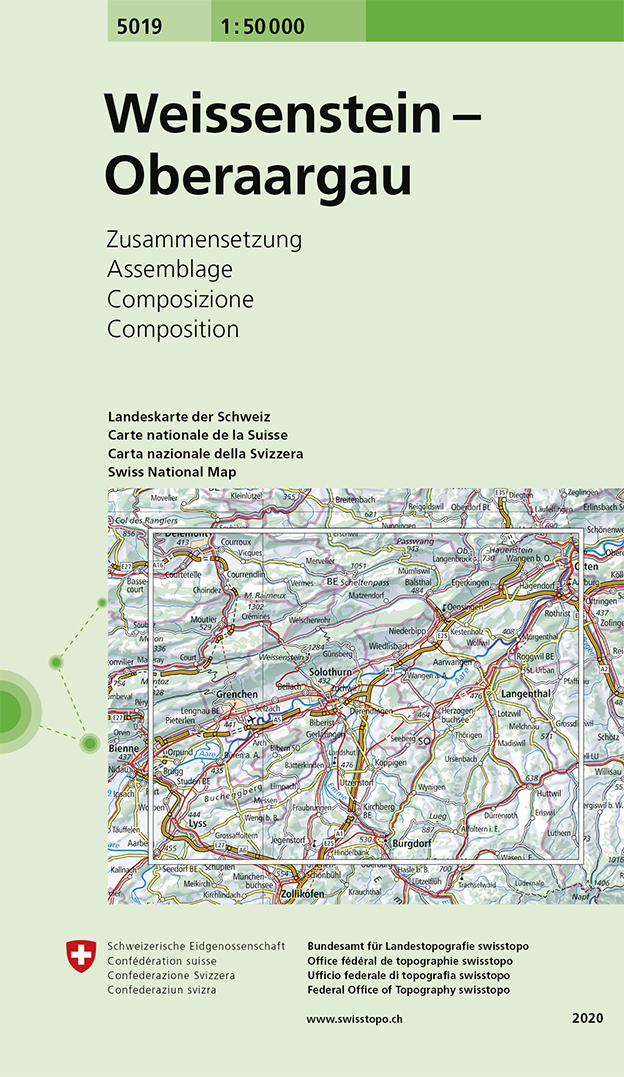 Online bestellen: Wandelkaart - Topografische kaart 5019 Weissenstein - Oberaargau | Swisstopo