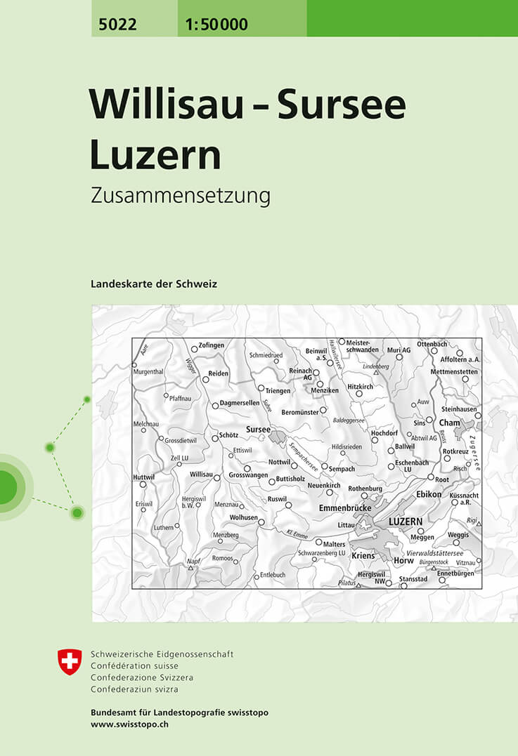 Online bestellen: Wandelkaart - Topografische kaart 5022 Willisau - Sursee - Luzern | Swisstopo