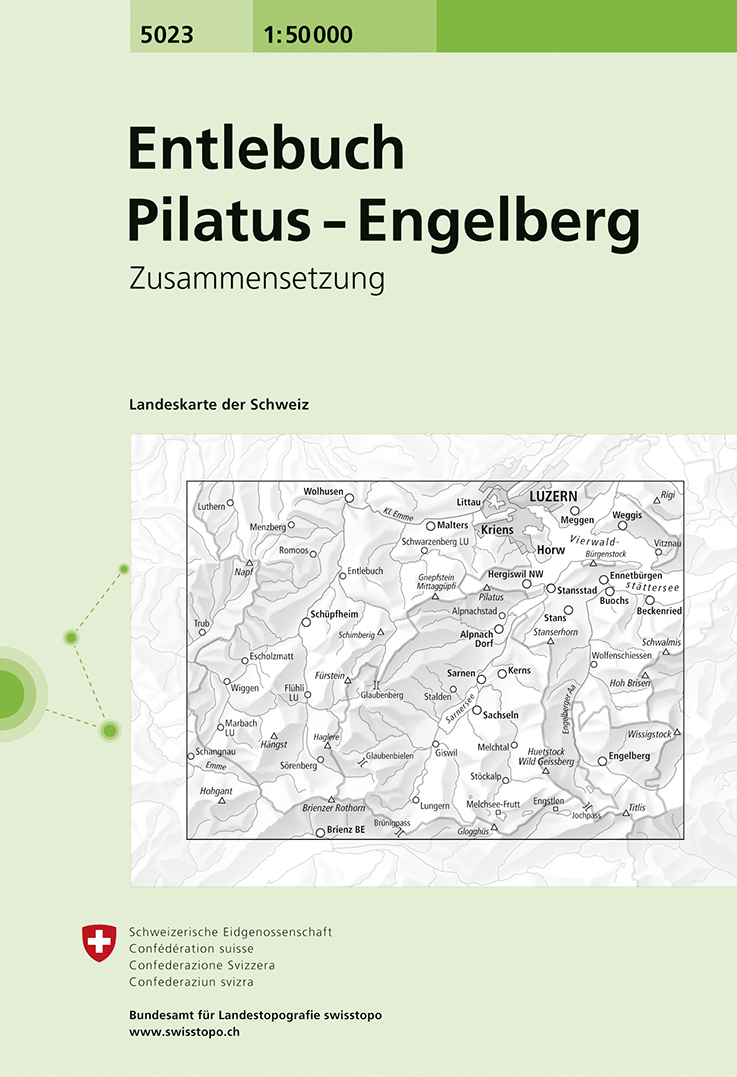 Online bestellen: Wandelkaart - Topografische kaart 5023 Entlebuch - Pilatus-Engelberg | Swisstopo