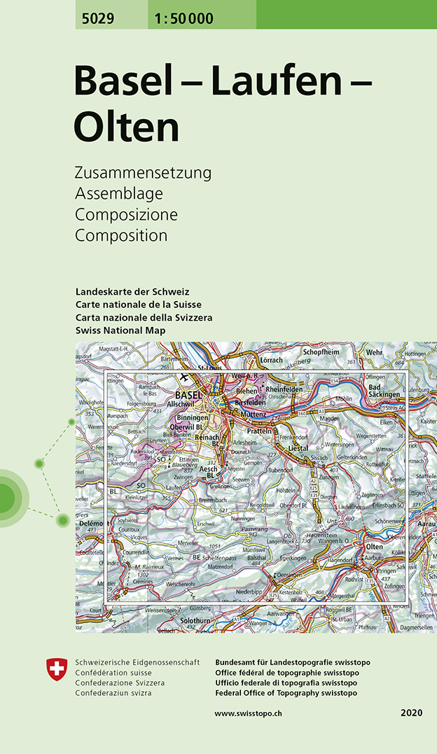 Online bestellen: Wandelkaart - Topografische kaart 5029 Basel - Laufen - Olten | Swisstopo