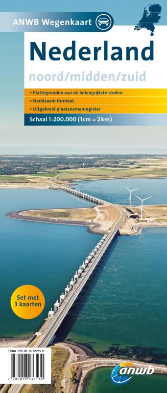 Wegenkaart Nederland Noord - Midden - Zuid set | ANWB | 