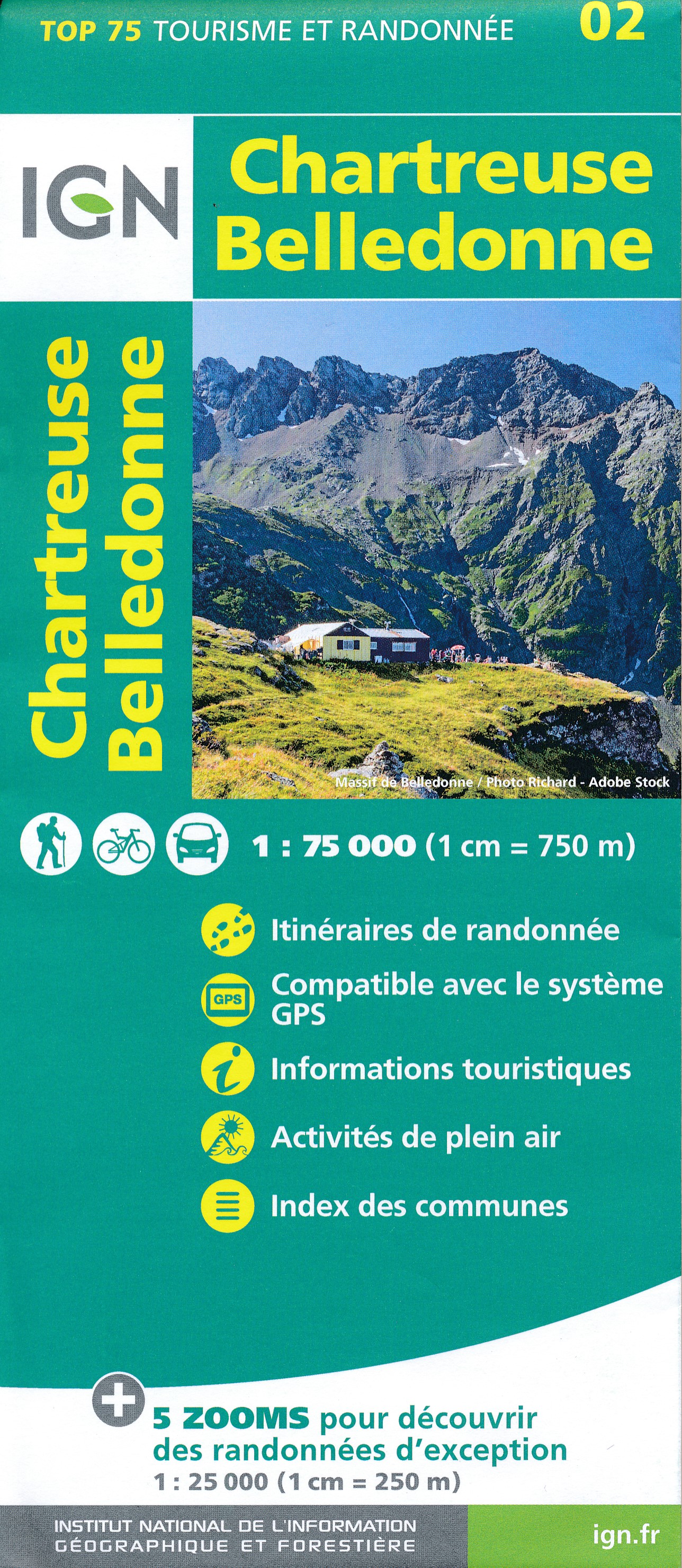 Online bestellen: Fietskaart - Wandelkaart 02 Chartreuse - Belledonne | IGN - Institut Géographique National