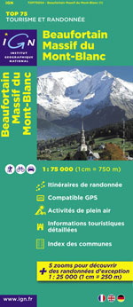 Wandelkaart - Fietskaart Beaufortain - Massif du Mont Blanc | IGN 75000 |