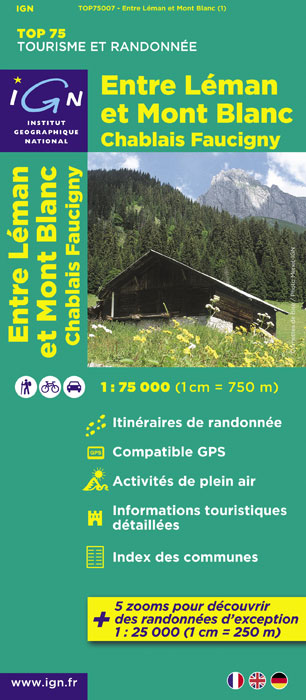 Wandelkaart - Fietskaart Entre Léman et Mont Blanc | IGN 75000 |