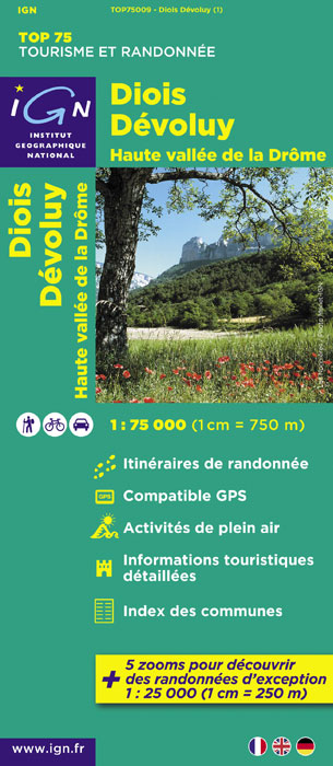 Online bestellen: Fietskaart - Wandelkaart 09 Diois, Devoluy, Haute-Vallée de la Drôme | IGN - Institut Géographique National