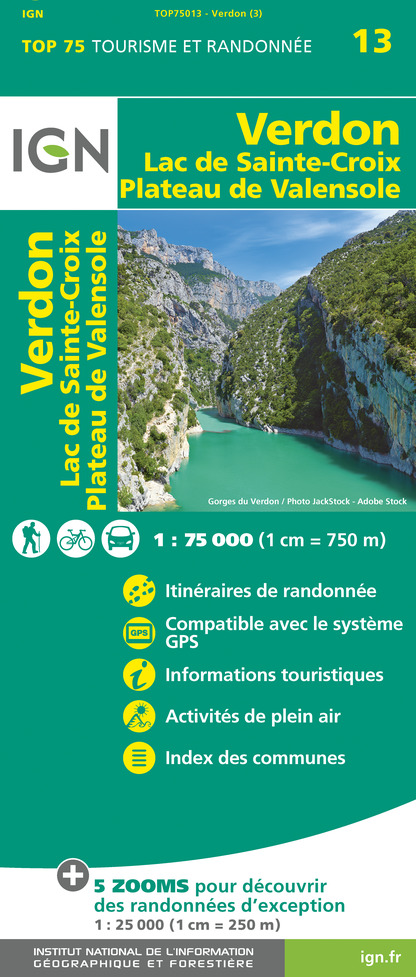 Online bestellen: Fietskaart - Wandelkaart 13 Verdon, Lac de Sainte-Croix, Valensole | IGN - Institut Géographique National