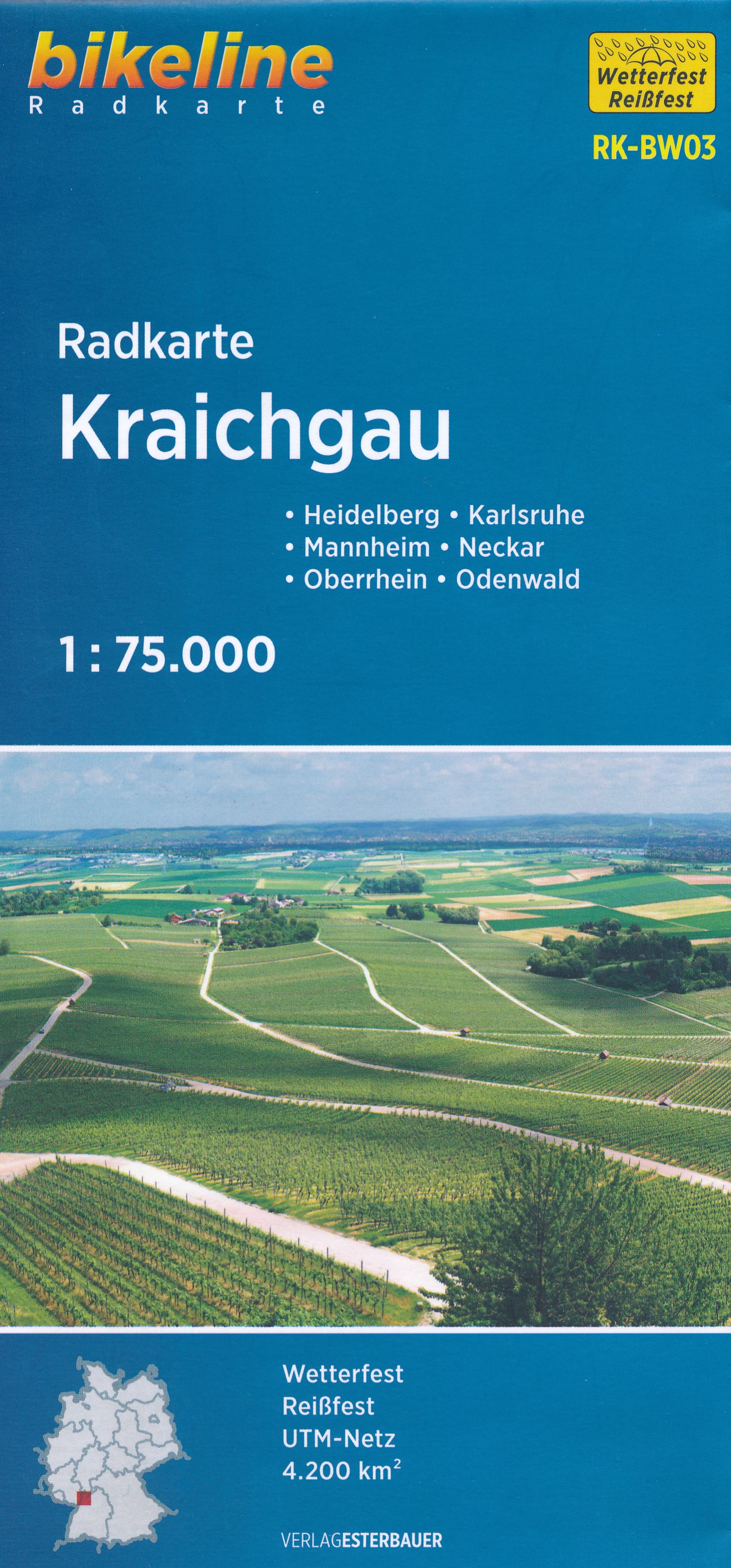 Online bestellen: Fietskaart BW03 Bikeline Radkarte Kraichgau | Esterbauer