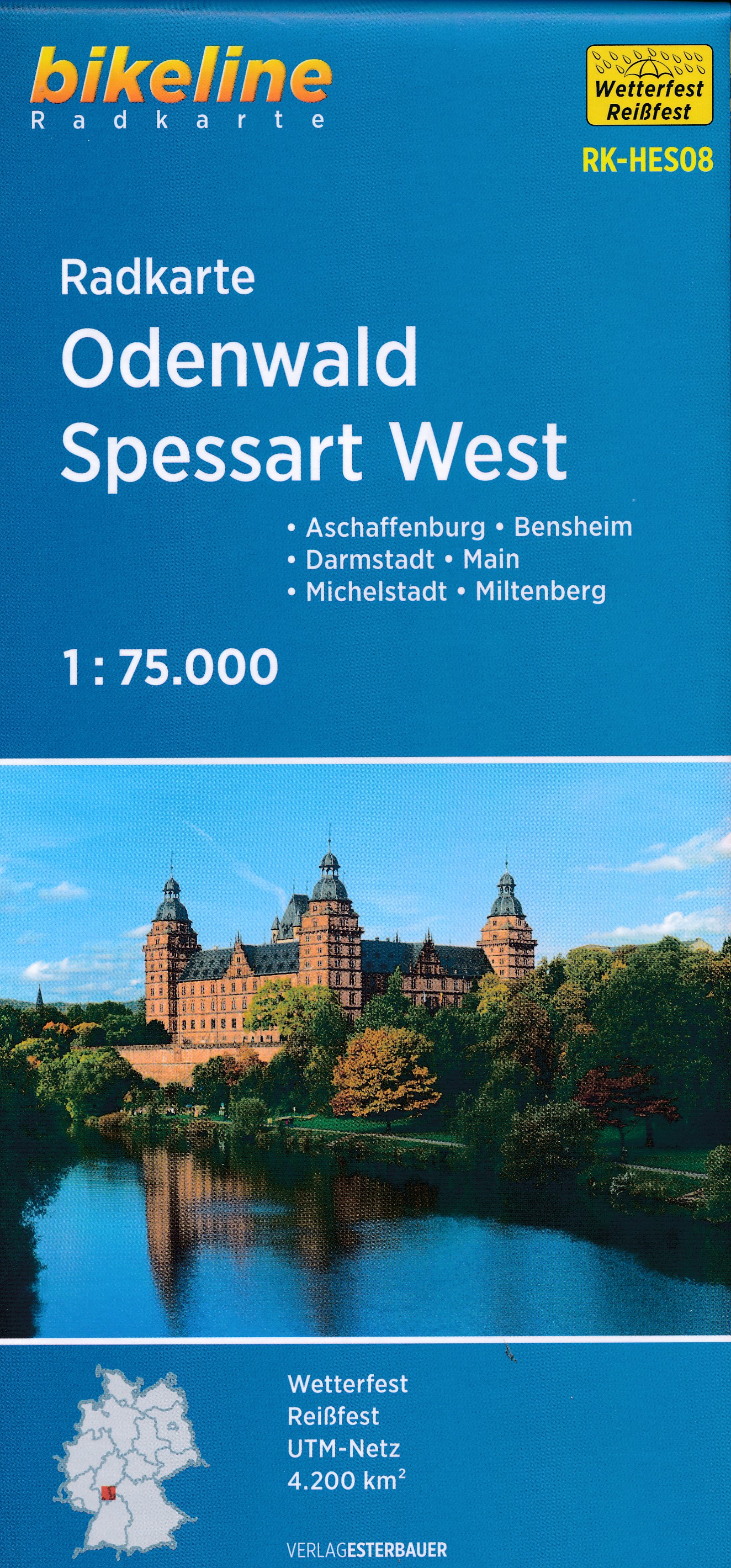 Online bestellen: Fietskaart HES08 Bikeline Radkarte Odenwald - Spessart west | Esterbauer