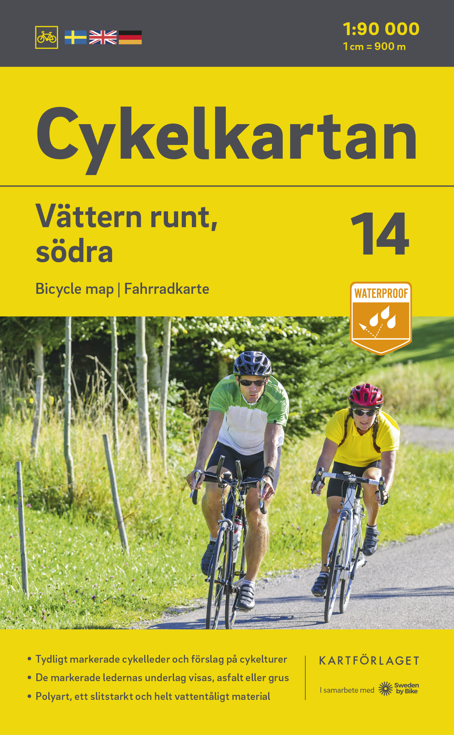 Fietskaart 14 Cykelkartan Vättern runt, södra delen – Vattern Meer zuidelijk gedeelte | Norstedts