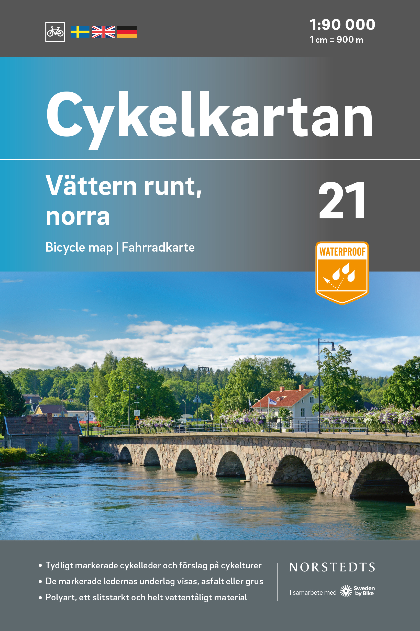 Online bestellen: Fietskaart 21 Cykelkartan Vättern runt norra delen - Vattern Meer noordelijk gedeelte | Norstedts
