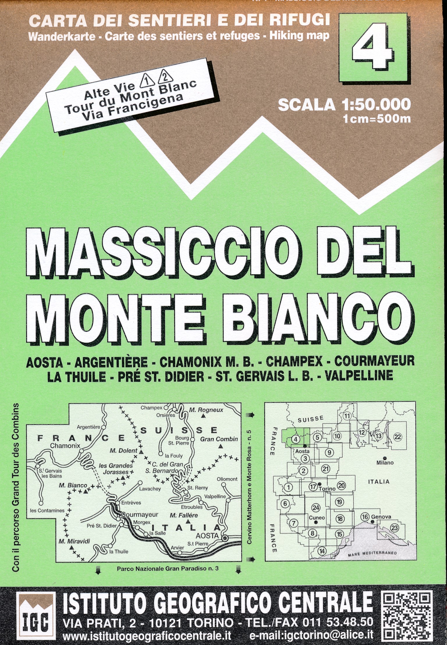 Online bestellen: Wandelkaart 04 Massiccio del Monte Bianco | IGC - Istituto Geografico Centrale