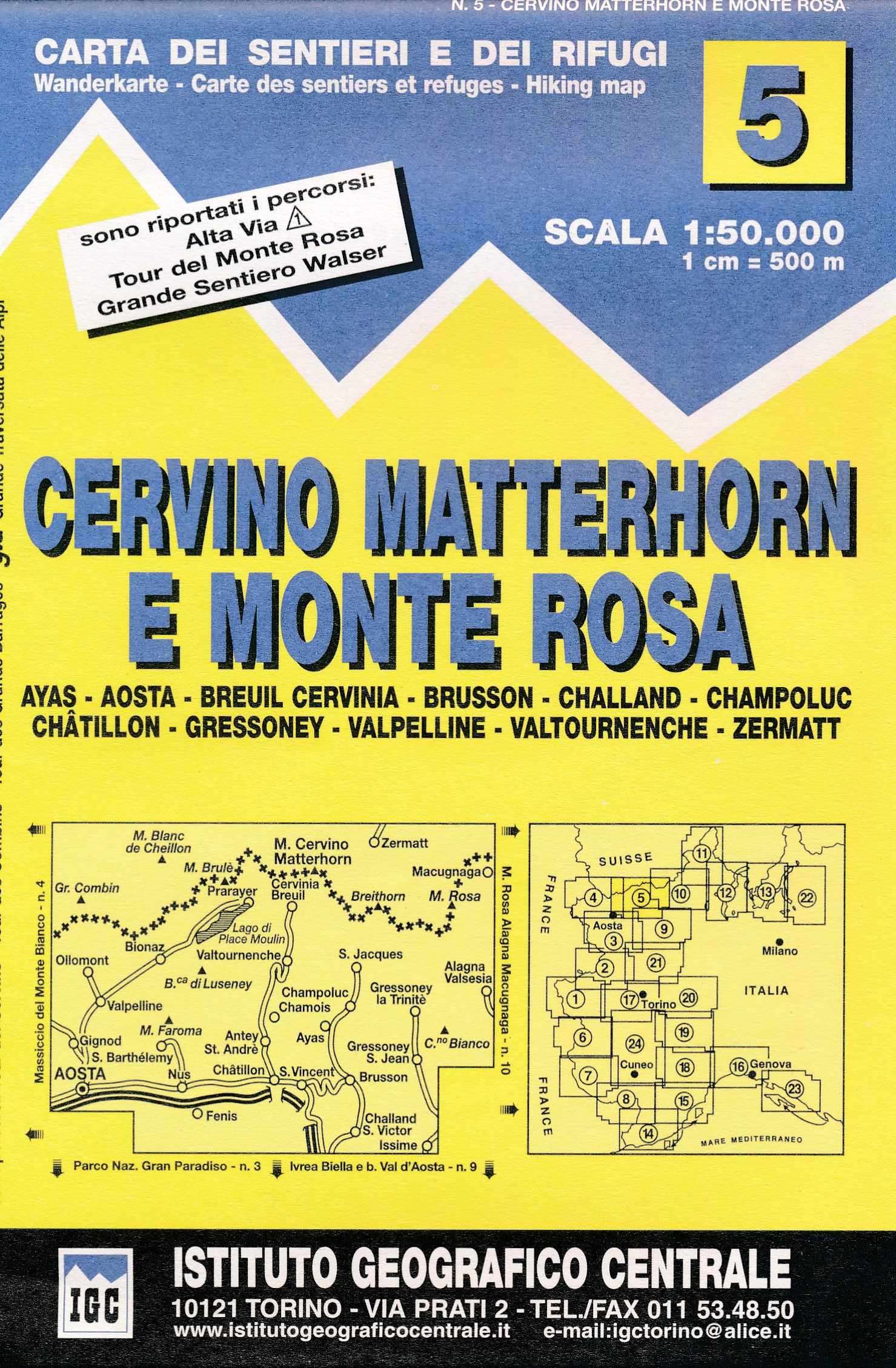 Online bestellen: Wandelkaart 05 Cervino Matterhorn e Monte Rosa | IGC - Istituto Geografico Centrale