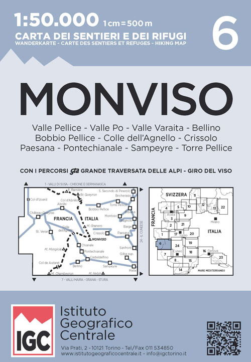 Online bestellen: Wandelkaart 06 Monviso | IGC - Istituto Geografico Centrale
