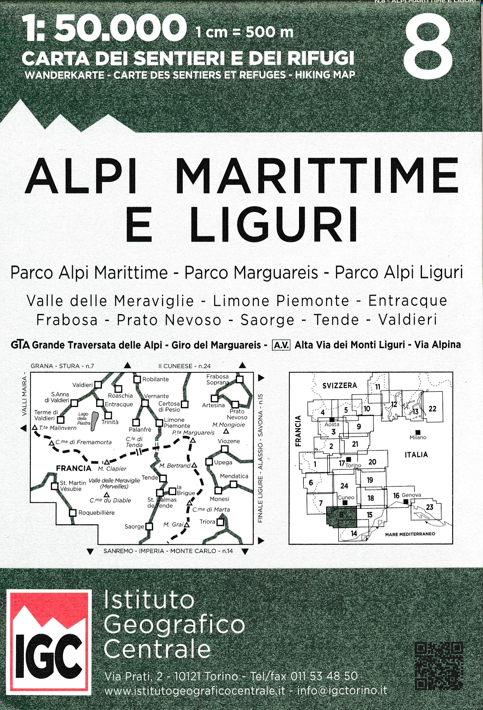 Online bestellen: Wandelkaart 08 Alpi marittime e Liguri | IGC - Istituto Geografico Centrale