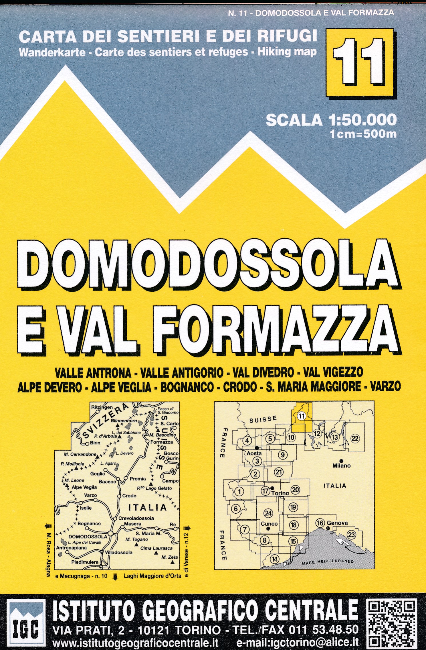 Online bestellen: Wandelkaart 11 Domodossola e Val Formazza | IGC - Istituto Geografico Centrale