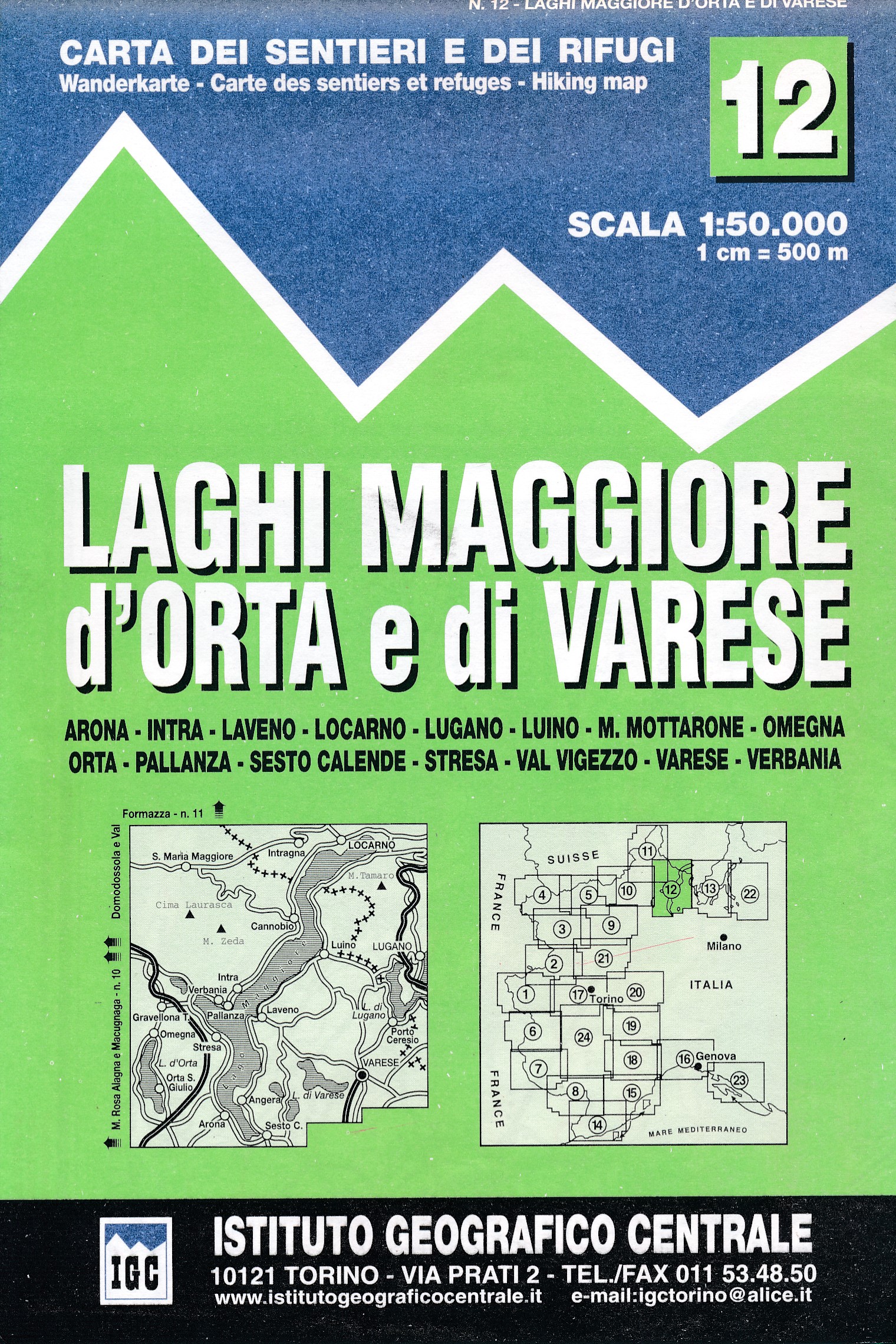 Online bestellen: Wandelkaart 12 Laghi Maggiore, d'Orta e di Varese | IGC - Istituto Geografico Centrale