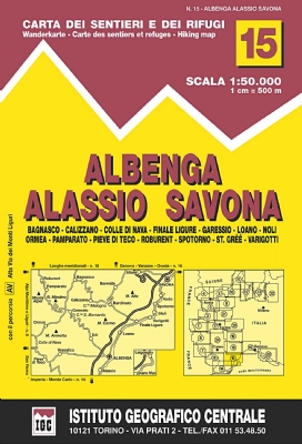 Wandelkaart IGC 15 ALBENGA, ALASSIO, SAVONA | Istituto Geografico Centrale  | 