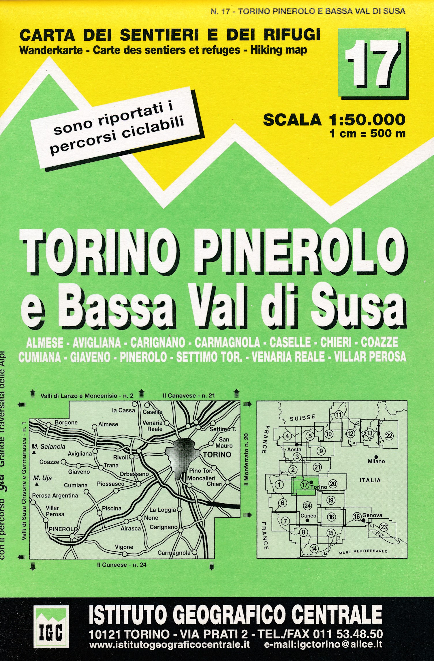 Online bestellen: Wandelkaart 17 Torino, Pinerolo e Bassa val di Susa | IGC - Istituto Geografico Centrale