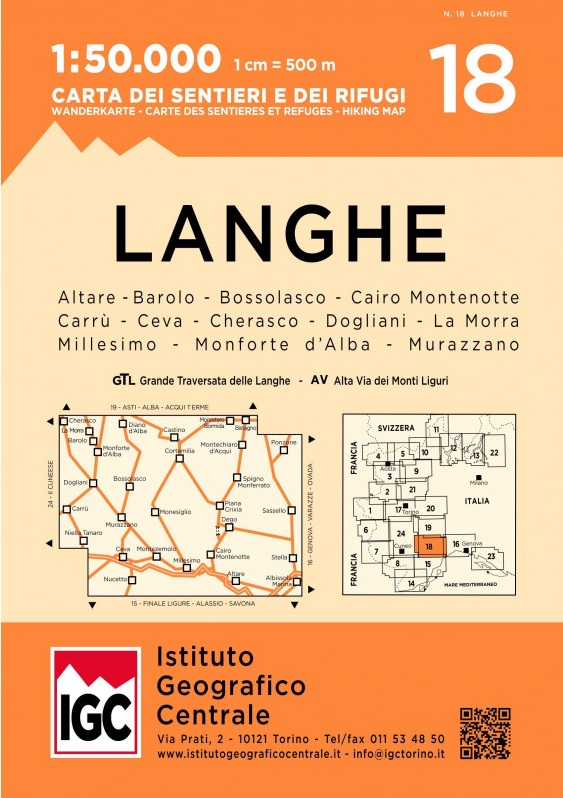 Online bestellen: Wandelkaart 18 Langhe | IGC - Istituto Geografico Centrale