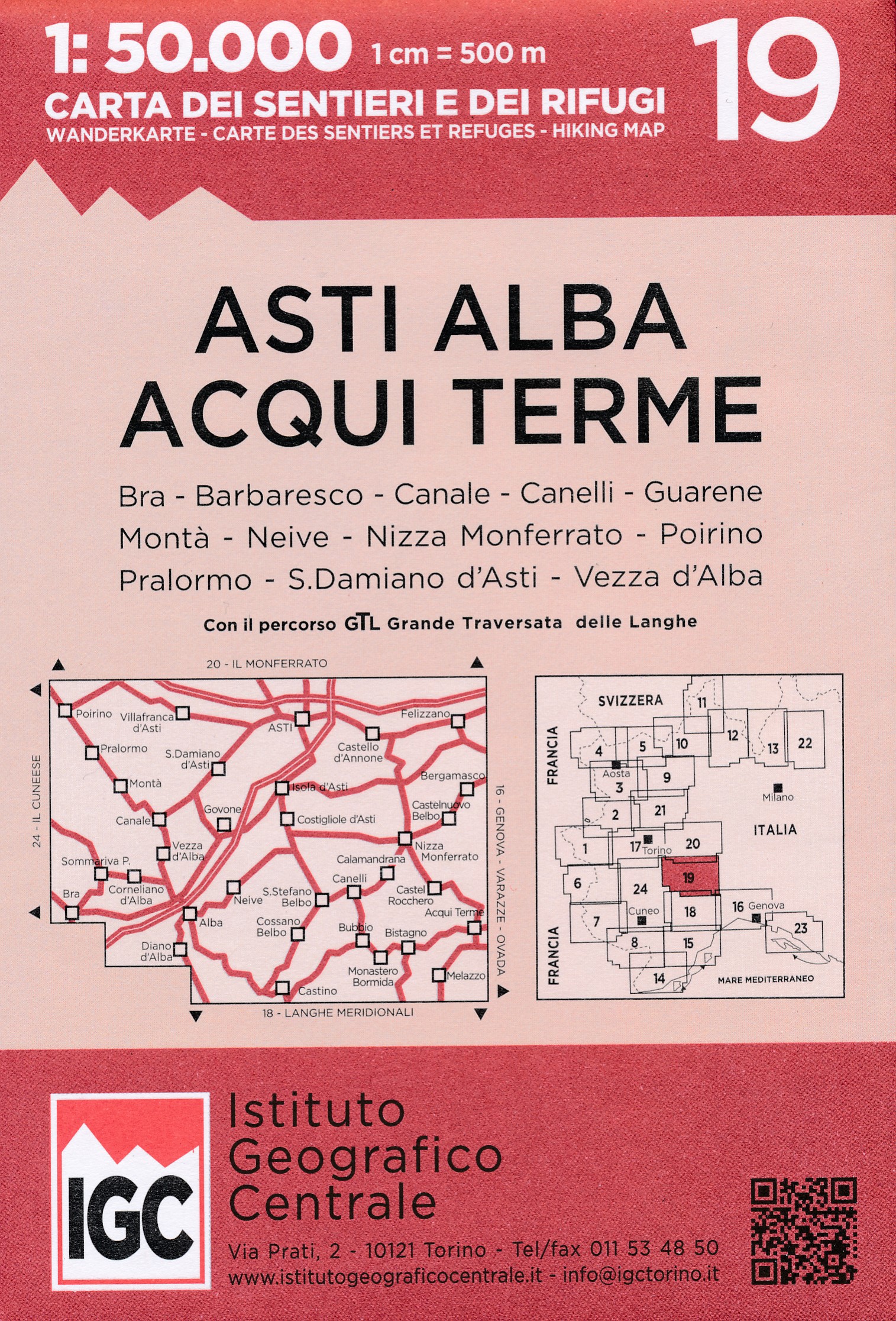 Online bestellen: Wandelkaart 19 Asti, Alba, Acqui terme | IGC - Istituto Geografico Centrale