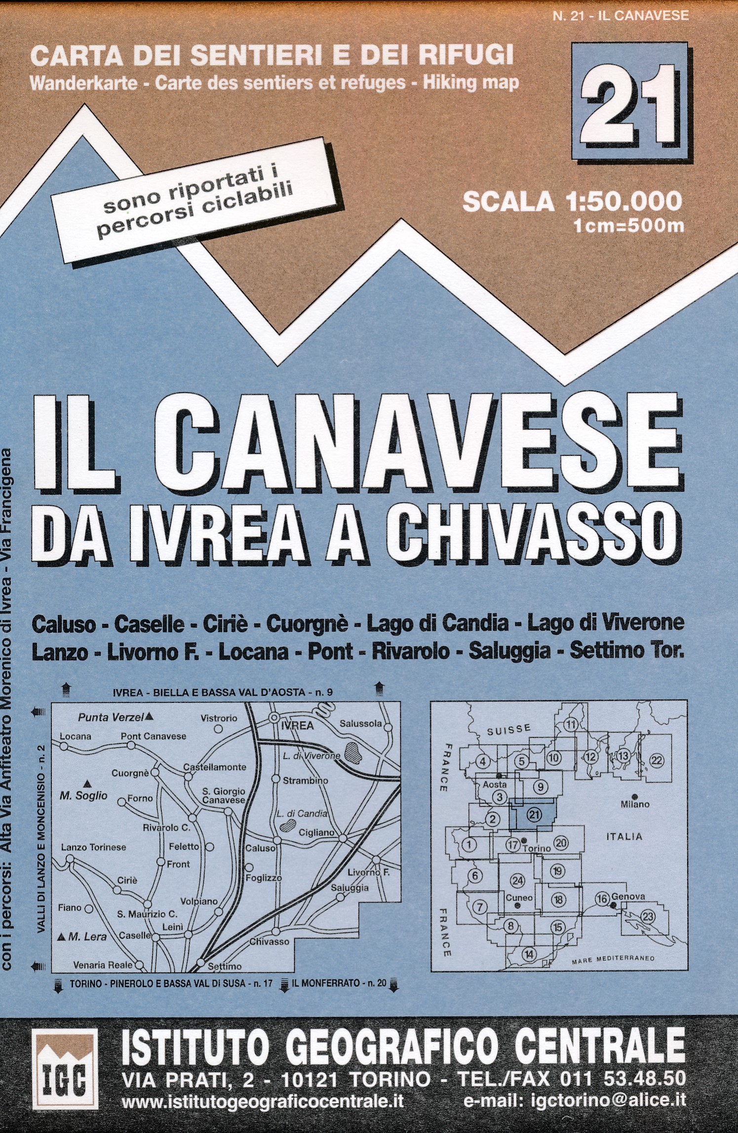 Online bestellen: Wandelkaart 21 Il Canavese da Ivrea a Chivasso | IGC - Istituto Geografico Centrale