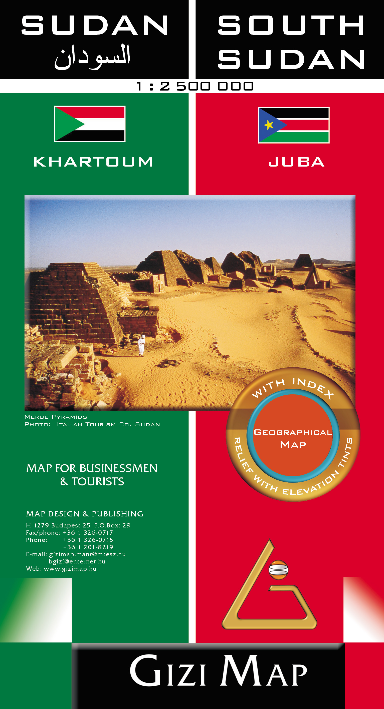 Online bestellen: Wegenkaart - landkaart Sudan and South Sudan | Gizi Map
