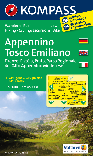 Wandelkaart WK 2452 Appeninno Tosco Emiliano - Toscane | Kompass |