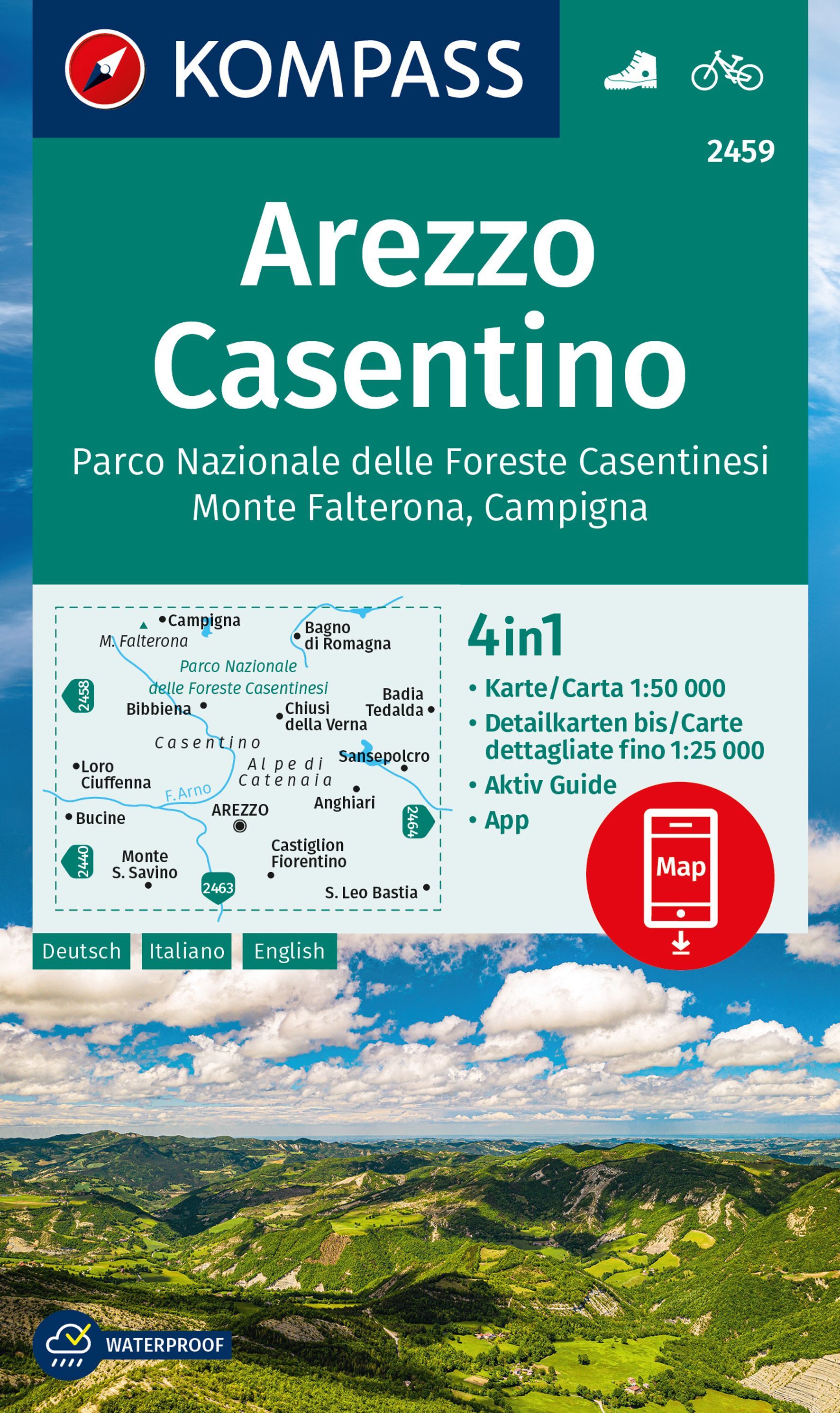 Online bestellen: Wandelkaart 2459 Arezzo - Casentino | Kompass