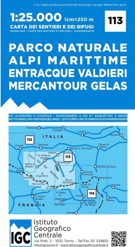 Online bestellen: Wandelkaart 113 Parco Naturale Alpi Marittime - Maritieme Alpen / Mercantour | IGC - Istituto Geografico Centrale